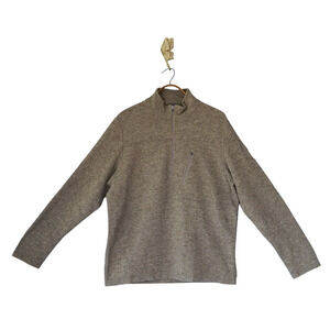 Ibex Men Merino Wool Blend 1/4 Zip Sweater L Outdoor Camping Hiking Golf Gorp